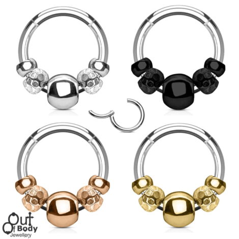 Hinged Segment Ring With Tiny Mixed Shaped Steel Beads