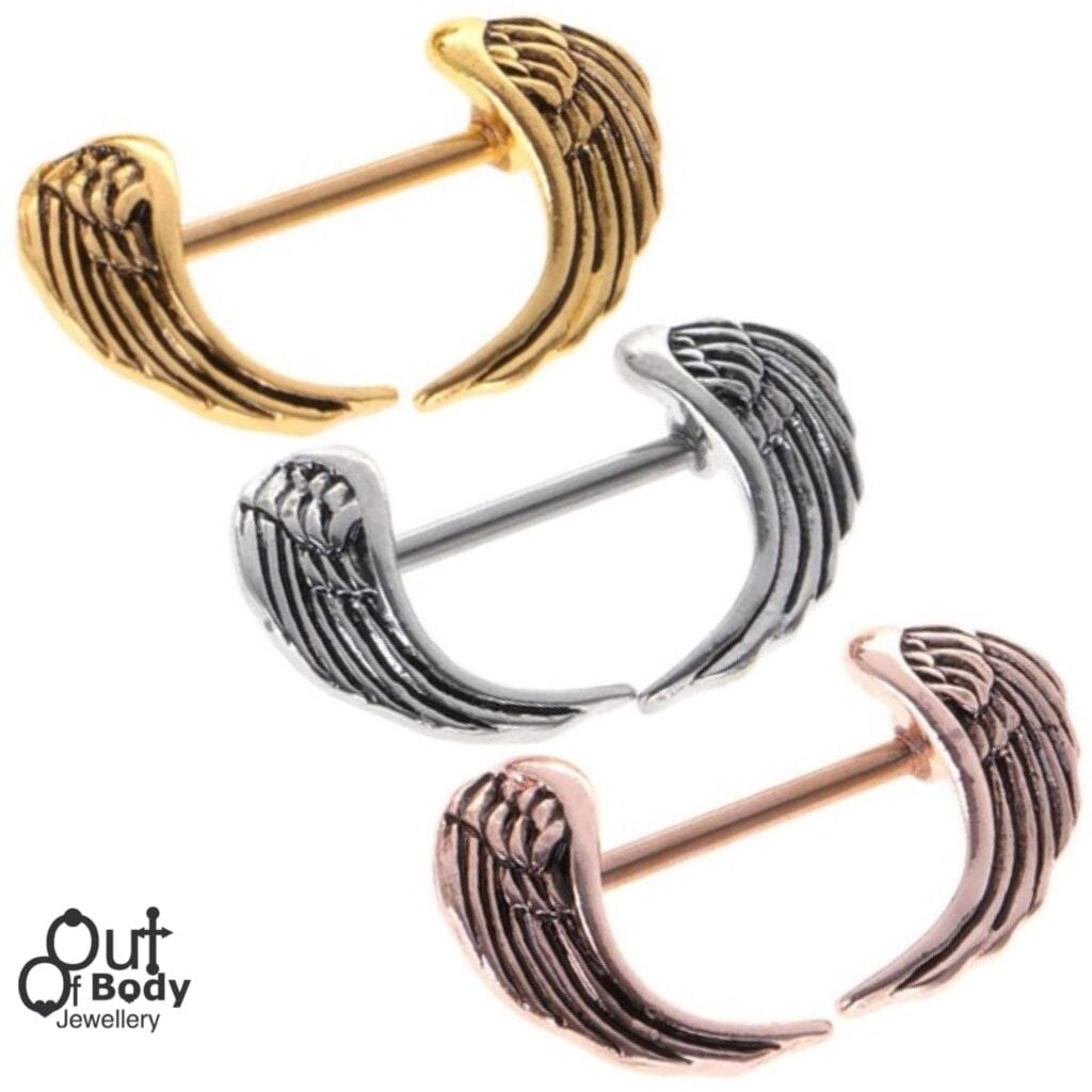 Angelic Circular Wings Nipple Ring Shield Titanium Plated