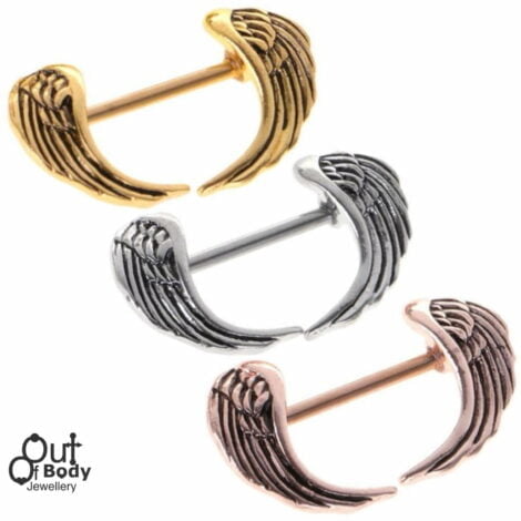 Angelic Circular Wings Nipple Ring Shield Titanium Plated