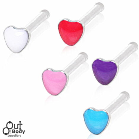Glossy Heart Top Nose Stud