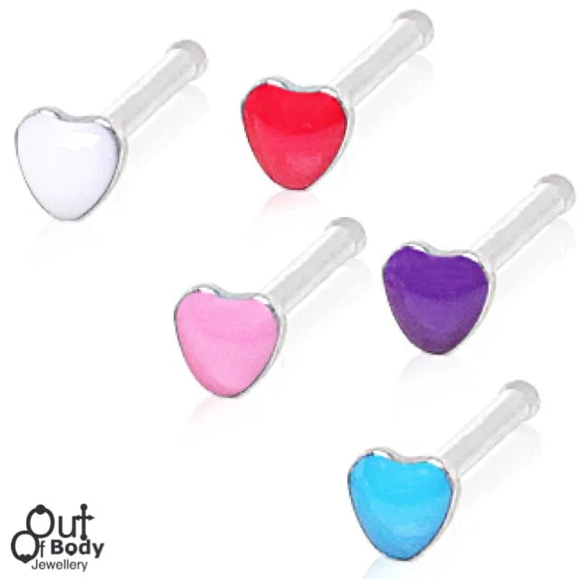 Glossy Heart Top Nose Stud
