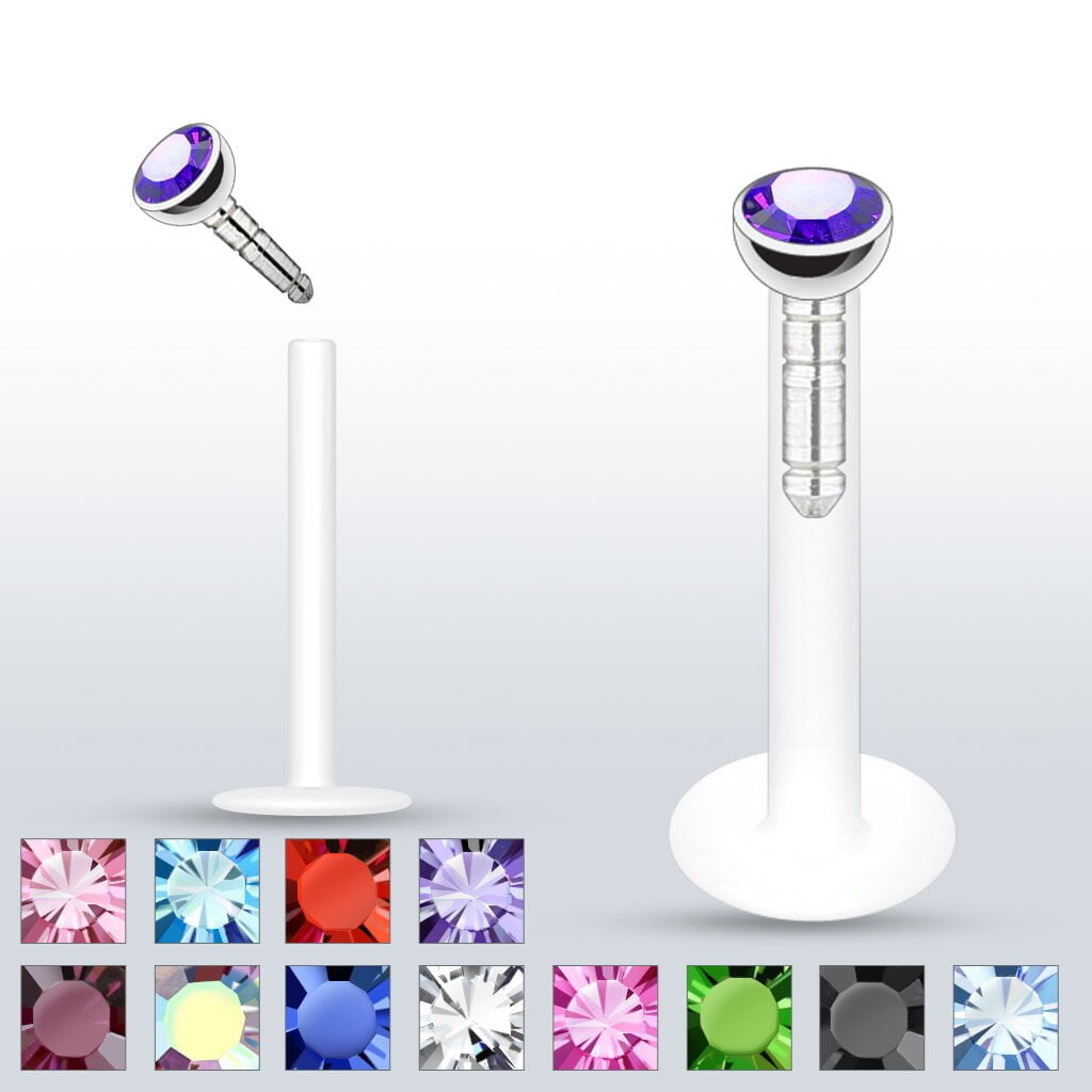 Bioflex Transparent Labret Monroe W/ Push Fit Gem Top