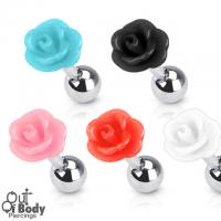 Cartilage/ Tragus Barbell With Summer Rose Top