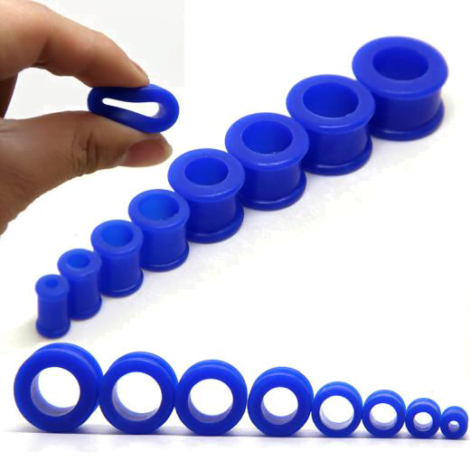 Silicon Double Flared Tunnel in Dark Blue