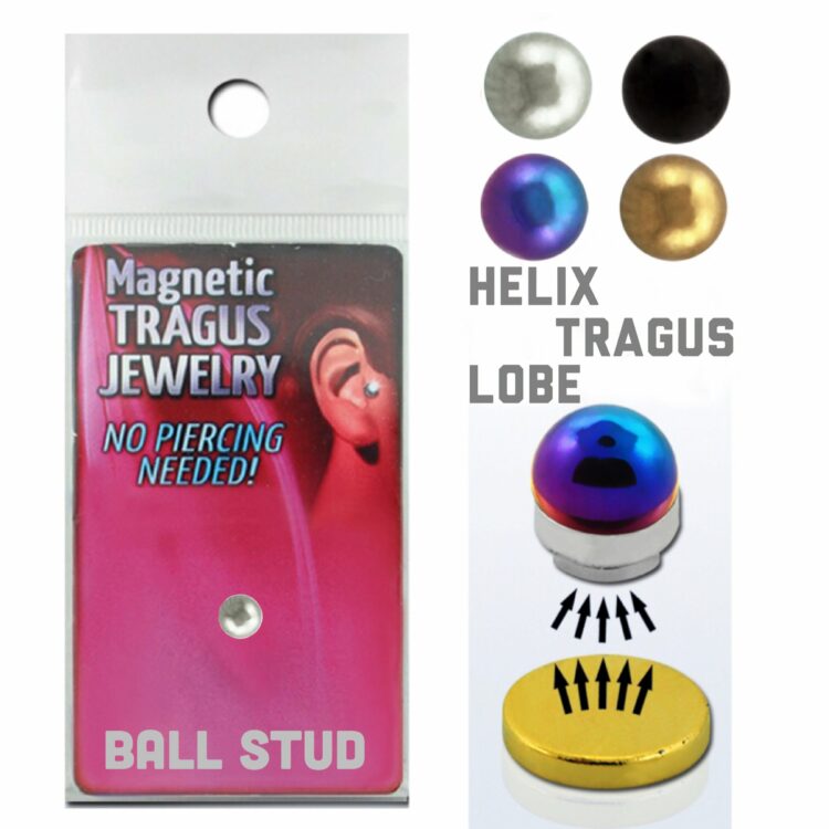 Fake Magnetic Ear/ Helix Steel Half Ball Stud Non Piercing