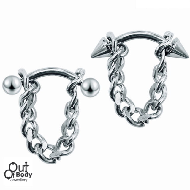 Cartilage/ Ear Helix Eyebrow Curved Barbell w/ Chain loop