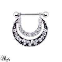 Radiant Double Cresent Crystal Moon Nipple Shield Ring
