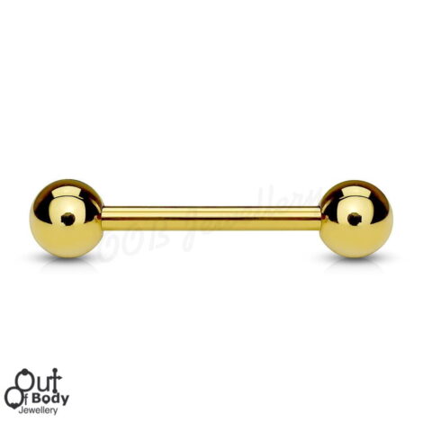 316L Steel Straight Barbell W/ IP Gold In Mix Sizes