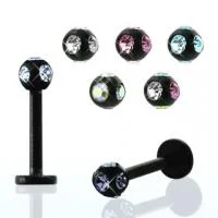 Labret Black Titanium Plated with Multi Gem Ball