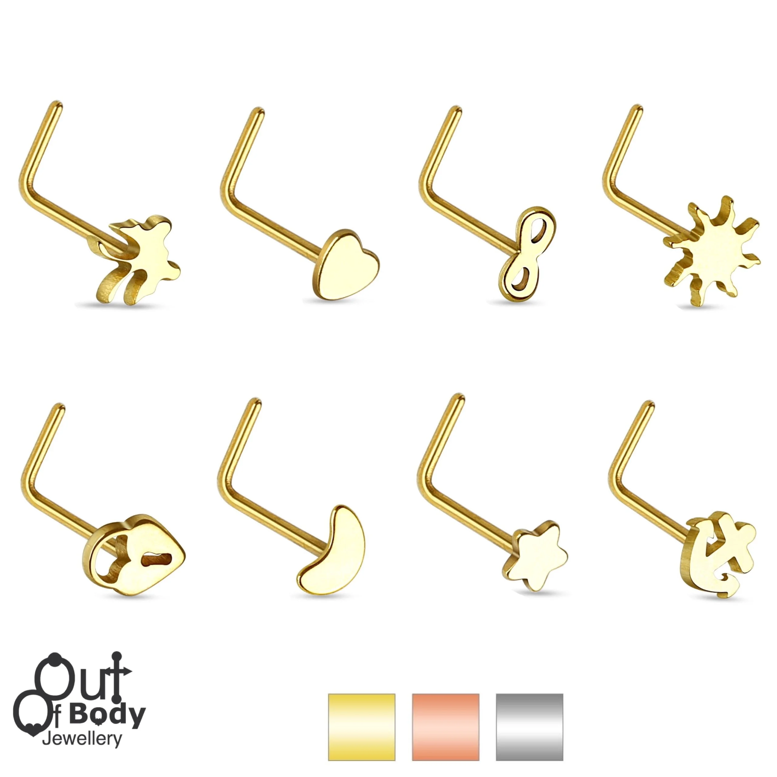 20G Mixed Shape Top L Bend Nose Ring