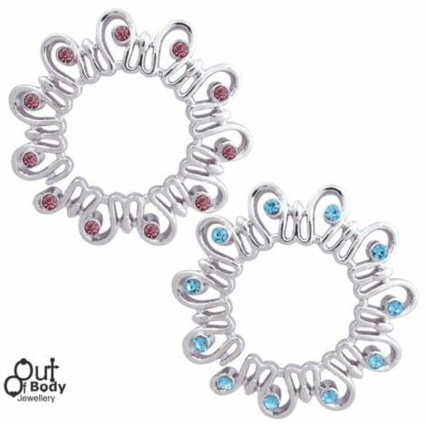 Non Piercing Clip On Looped Nipple Shield with Crystal