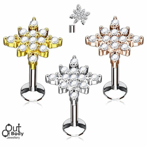 Ear Cartilage Labret Stud With CZ Paved Galaxy Star