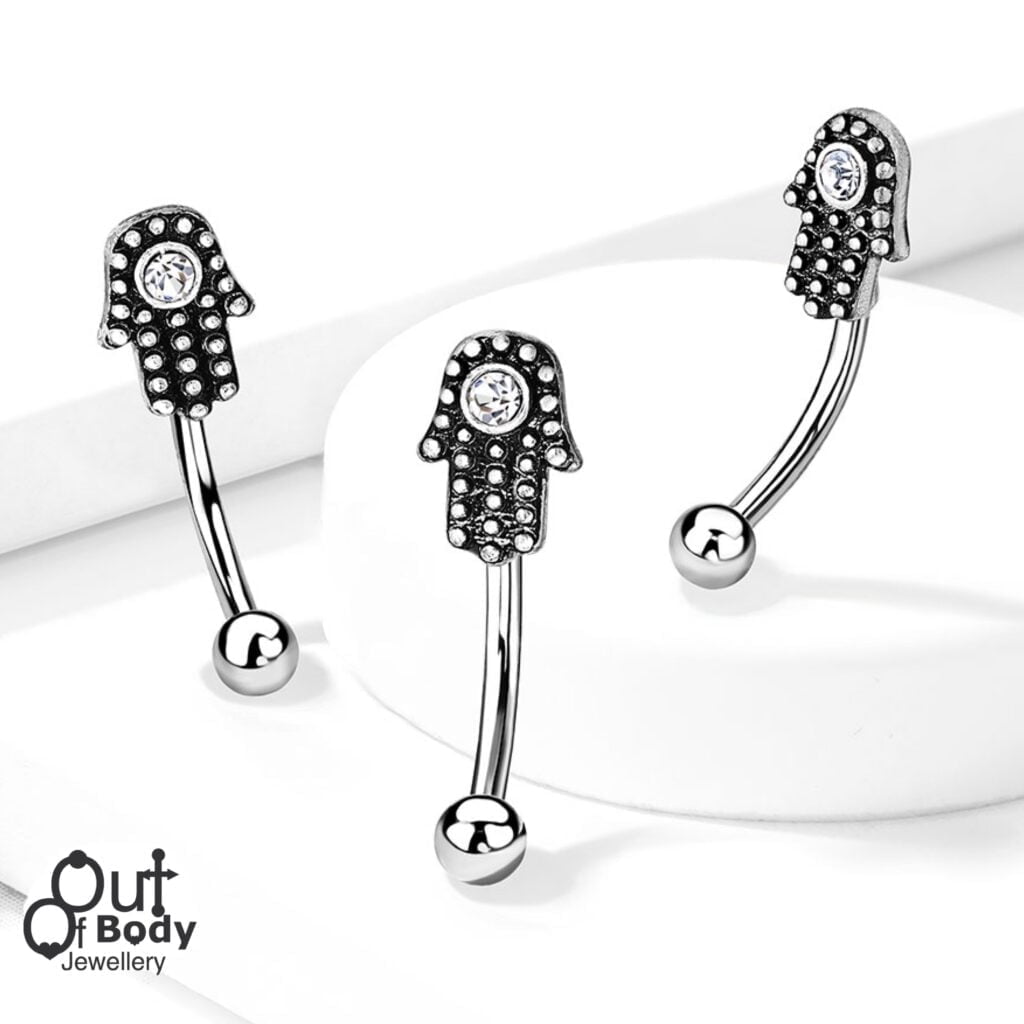 Curved Barbell Hamsa Top Eyebrow Rook Jewellery
