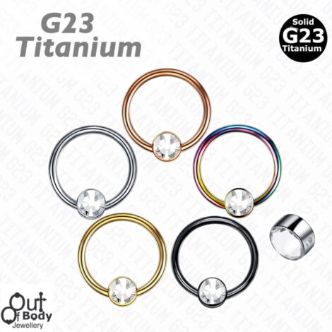 G23 Solid Titanium CBR With Swarovski Crystal Jewelled Disc