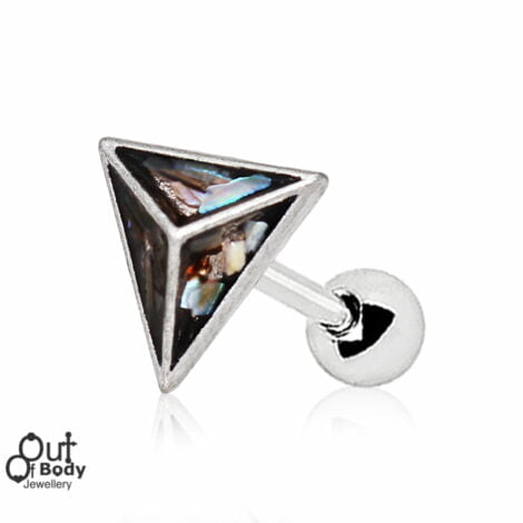 Cartilage/ Helix Barbell Pyramid With Natural Abalone Shell