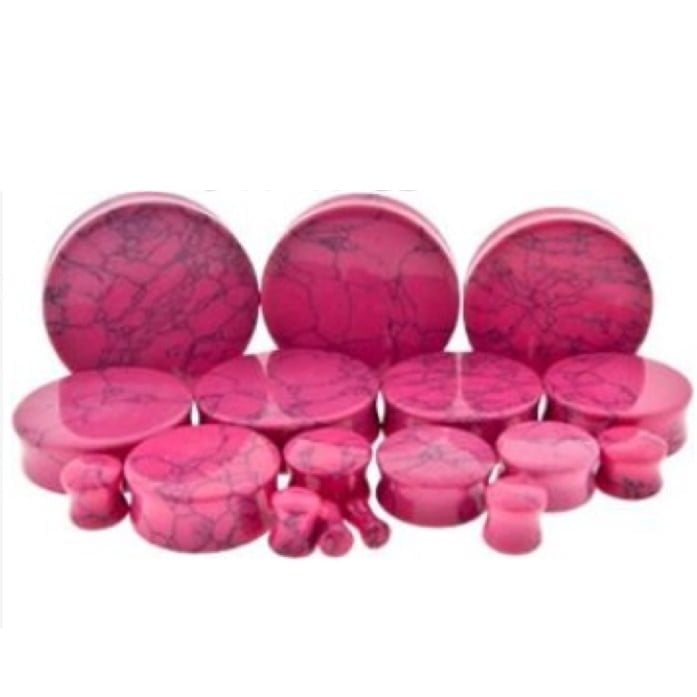 Organic Stone Semi-Precious Pink Howlite Saddle Plugs