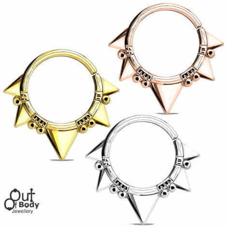 Cartilage Ear/ Septum Hoop w/ Beaded Triangles