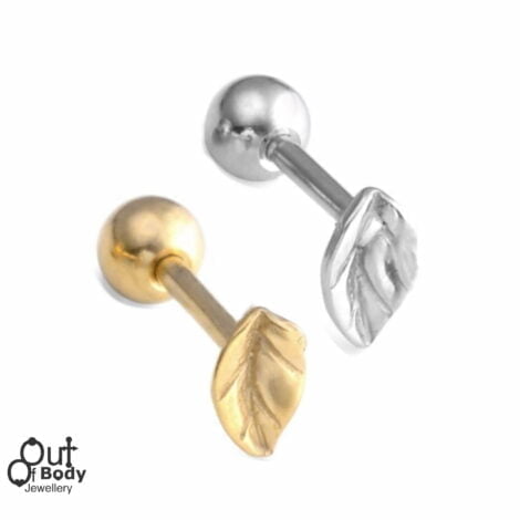 Cartilage/ Tragus Barbell Small Leaf Top