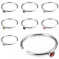 Hoop Nose Ring W/ Tiny CZ Gem Top Ball