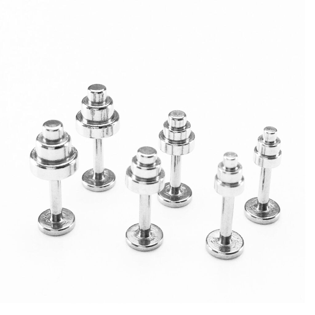 Ear Labret Stud With Mixed Size Dumbbell Top