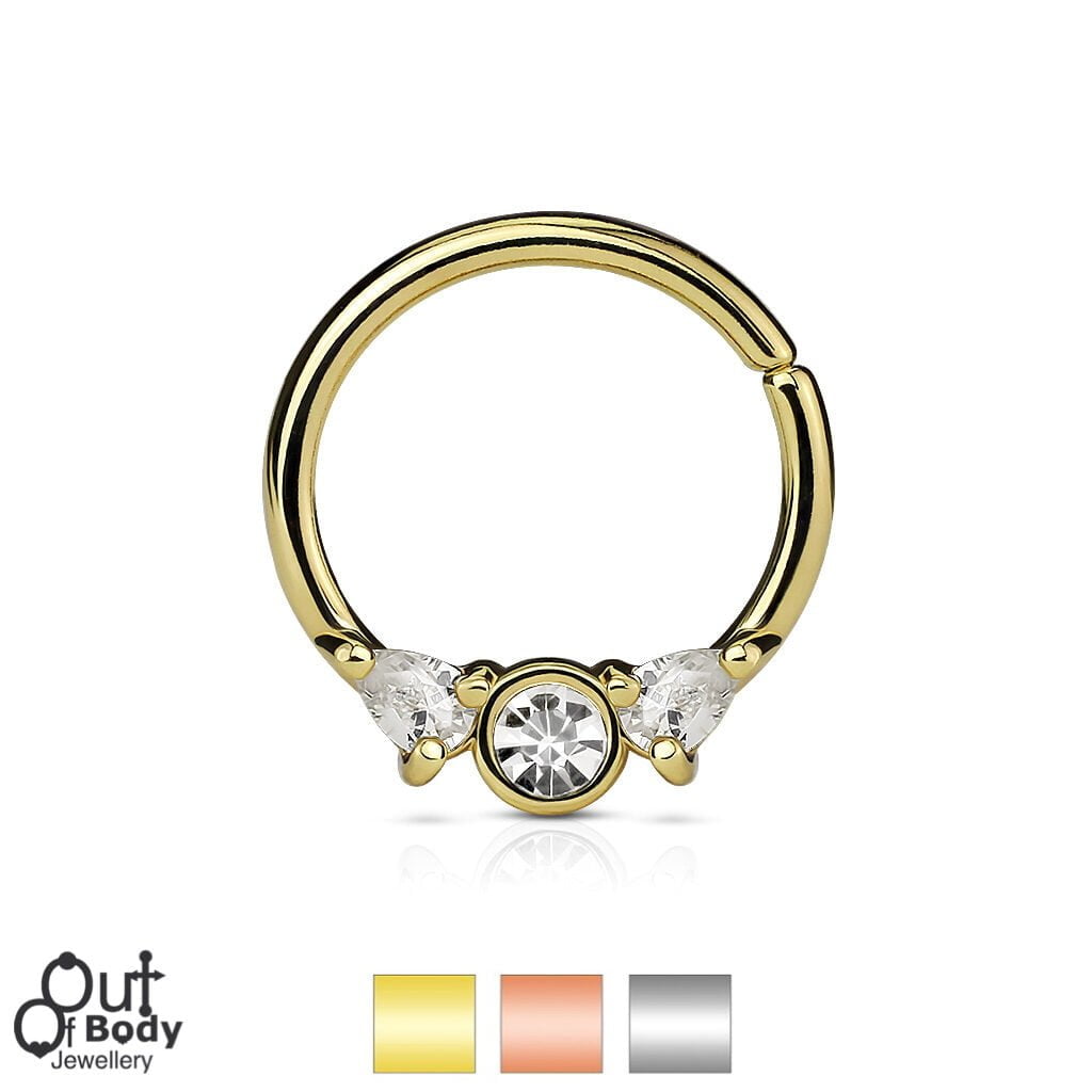 Septum Cartilage/Ear Bendable Hoop Ring W/ Prong CZ
