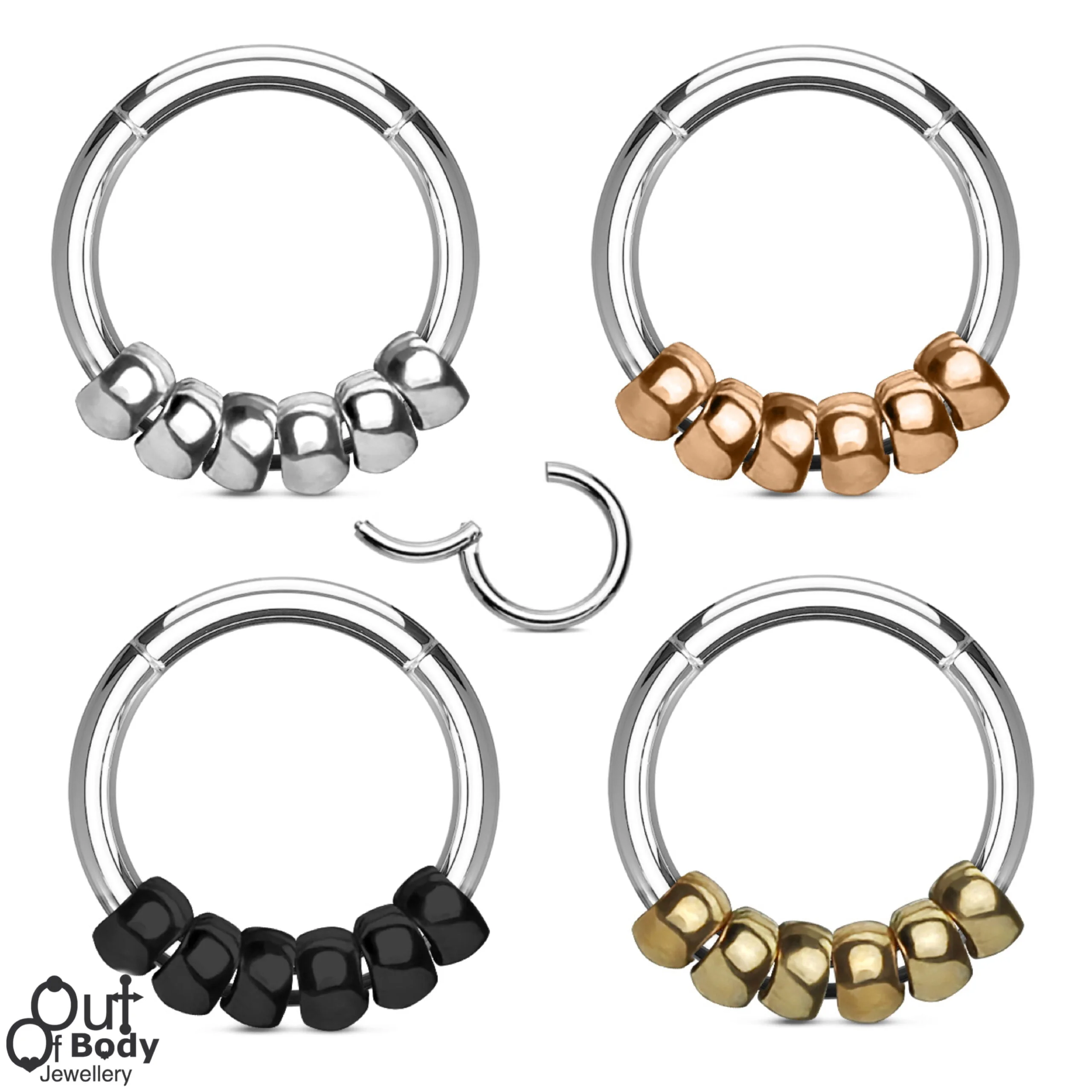 Hinged Segment Ring With 6 Tiny Round Bead Rings