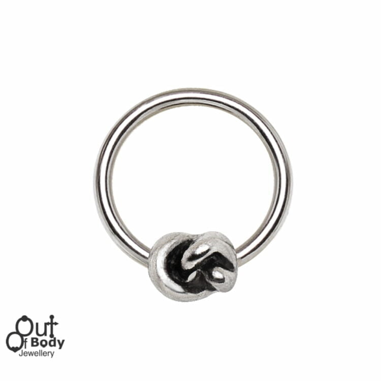 Ear Cartilage/ Septum Ring With Snap-In Love Knot Bead