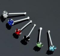 Sterling Silver Prong Set Square Colourful CZ Nose Stud