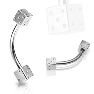 Curved Barbell Rook Eyebrow w/ Lucky Dice Ends