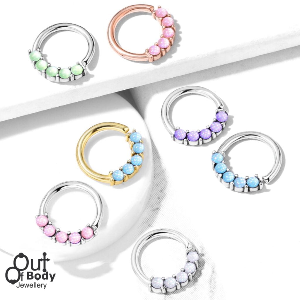 Cartilage Ear/ Septum All 316L S Steel Illuminating Stone Ring