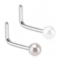 Ball Top w/ Pearl Coating L-Bend Nose Ring
