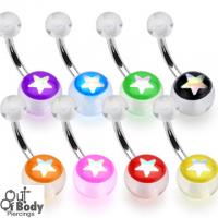 Colourful UV Acrylic Star Belly Rings