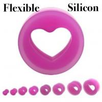 Silicon Heart Shaped Purple Double Flared Tunnel
