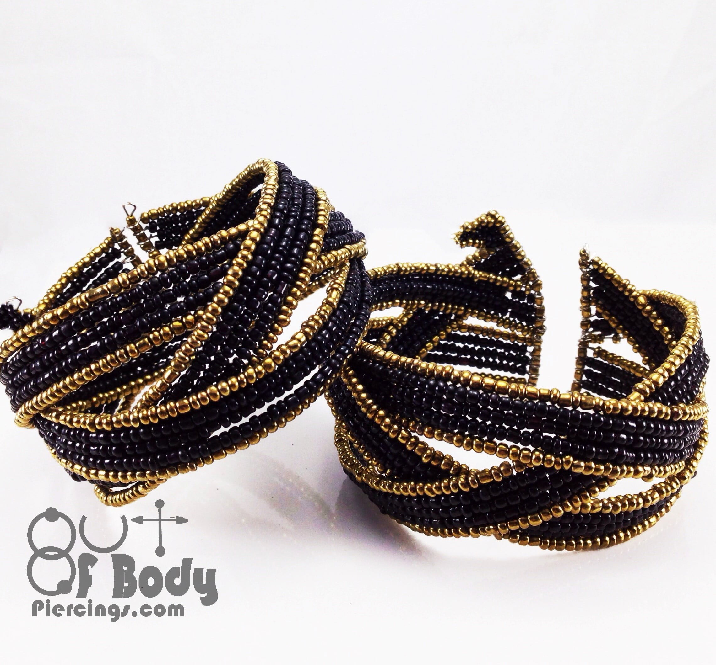 Handmade Black/ Bronze Bead Wrap Bangle