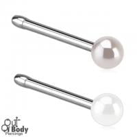 Ball Top w/ Pearl Coating Nose Stud