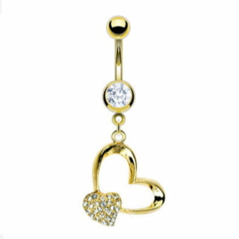 18K Gold Plated Double Dangling Heart Belly Ring