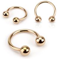 316L Steel Curved Barbell Rook Eyebrow In Rose Gold w/ Gem Ball