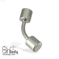 Mixed size Curved Eyebrow Barbell W/ Cylinder Ends In 316L Steel