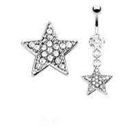 Crystal Paved Curved Star Belly Ring
