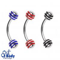 Curved Barbell Eyebrow w/ Striped Balls
