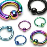 316L Steel Captive Bead Ring With IP Titanium Colours