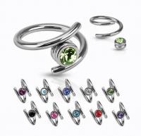 316L Surgical Steel Grip Twist Ring With CZ Gem Ball