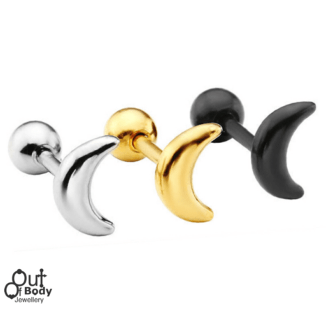 Cartilage/ Tragus Barbell Small Crescent Moon Top