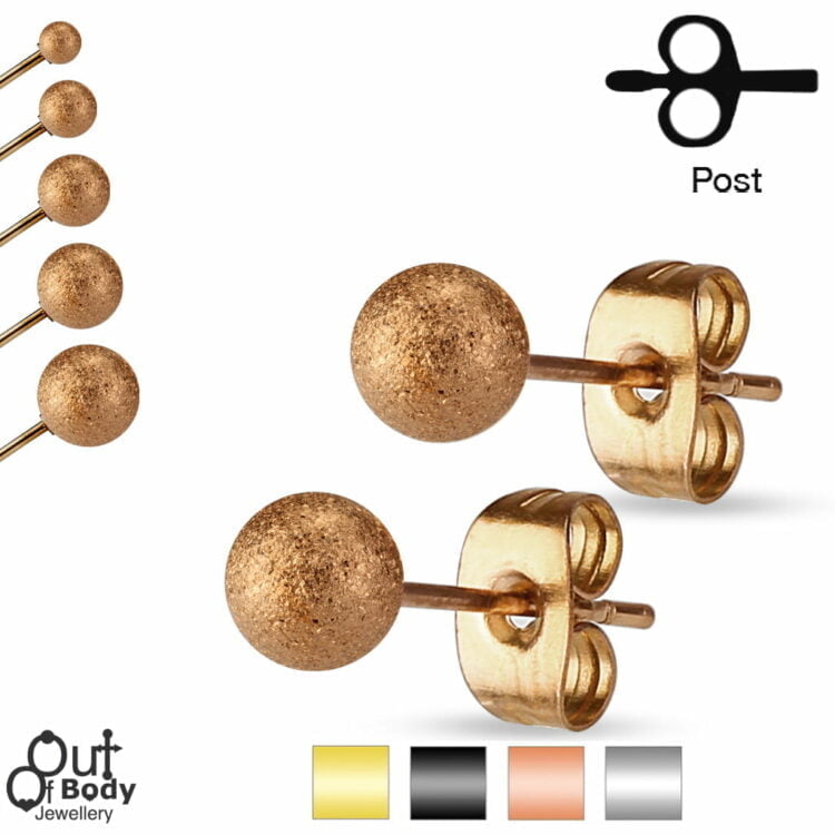 316L S. Steel Pairs Of Sand Blasted Hollow Ball Stud Earrings
