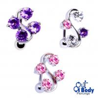 4 Prong CZ Vine Top Down Belly Ring