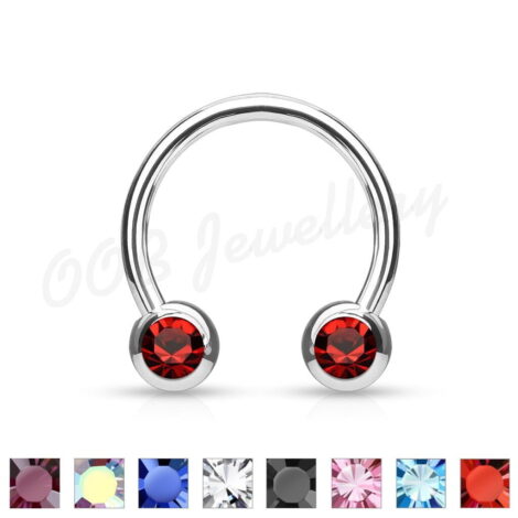 316L Steel Horseshoe With Front Facing Press Fit Jewelled Balls
