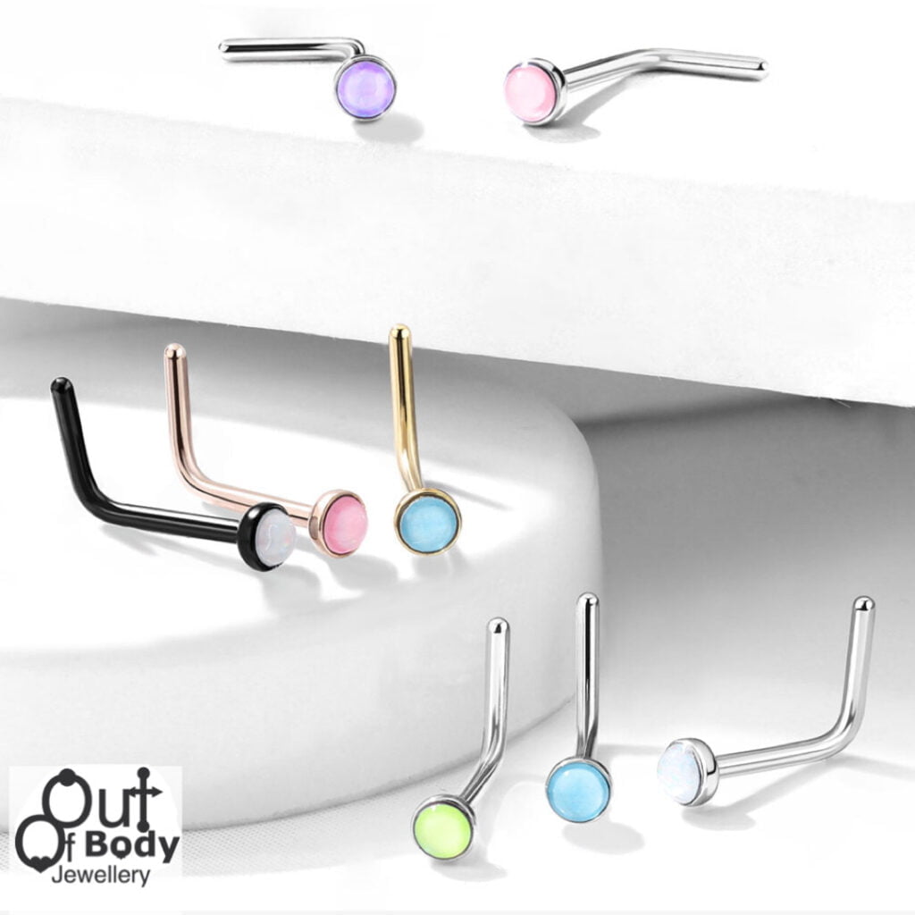20G Illuminating Stone L-Bend Nose Stud Ring