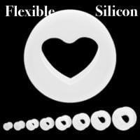 Silicon Heart Shaped White Double Flared Tunnel