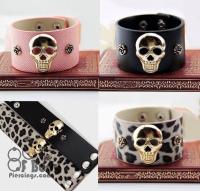Gold Skull & Rose Wristbands