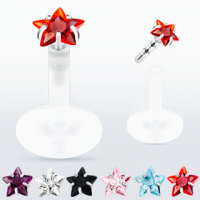 Ear Labret Stud Bioflex with Push Fit CZ Gem Star Top